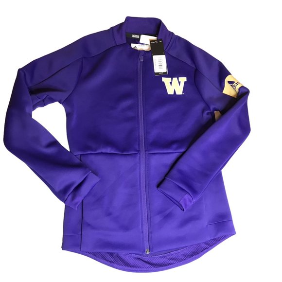 New NWT Adidas GameMode Bomber Jacket Purple UW University of Washington Small